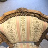 Paire de fauteuils anciens décor rocaille Louis XV Bois Massif Tissu