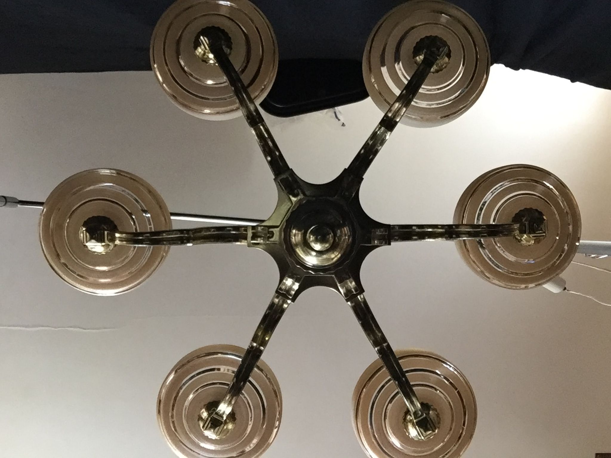 Lustre Art Déco en bronze 6 lumières