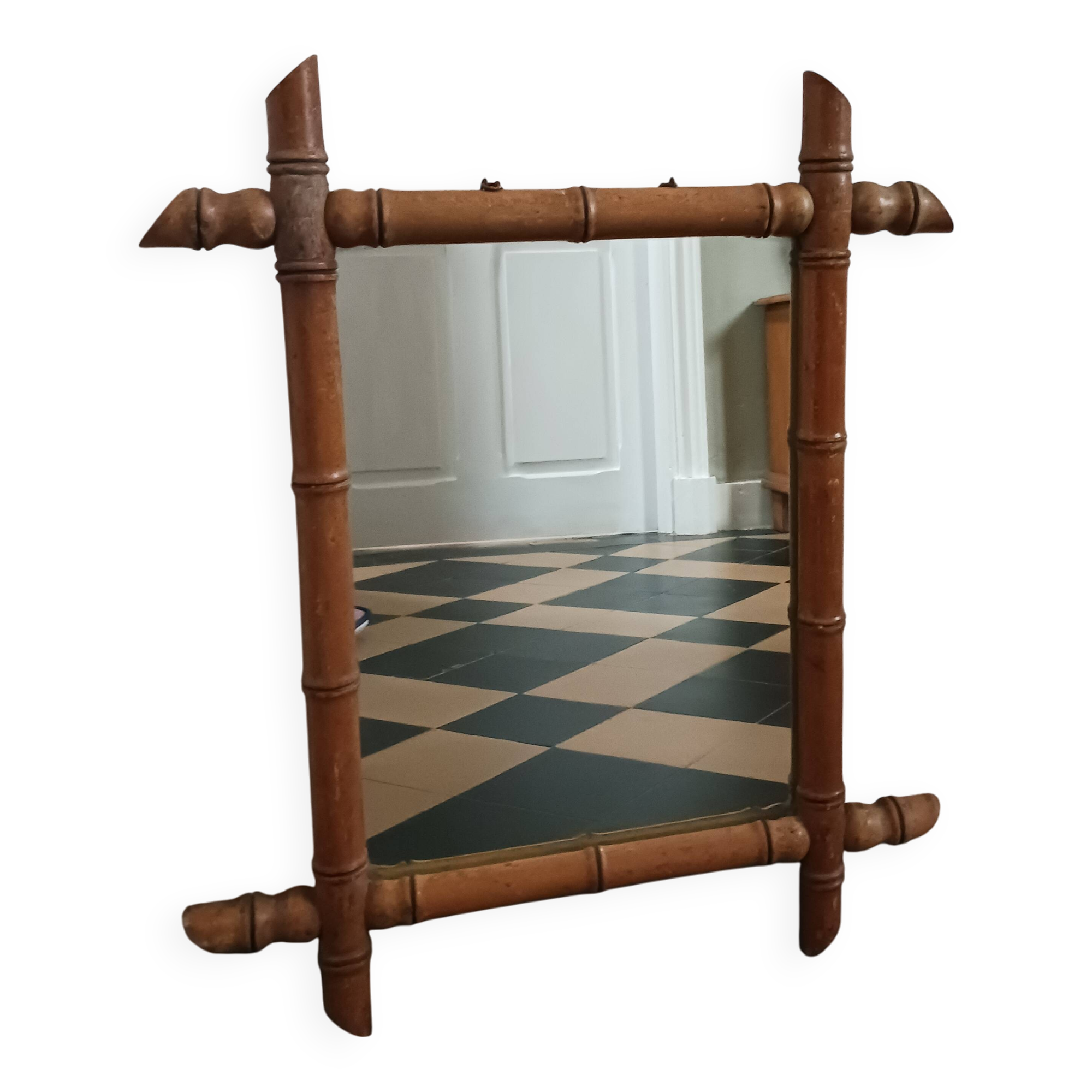 Old "bamboo" mirror, in wood.
