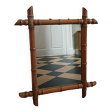 Miroir "bambou" ancien, en bois .