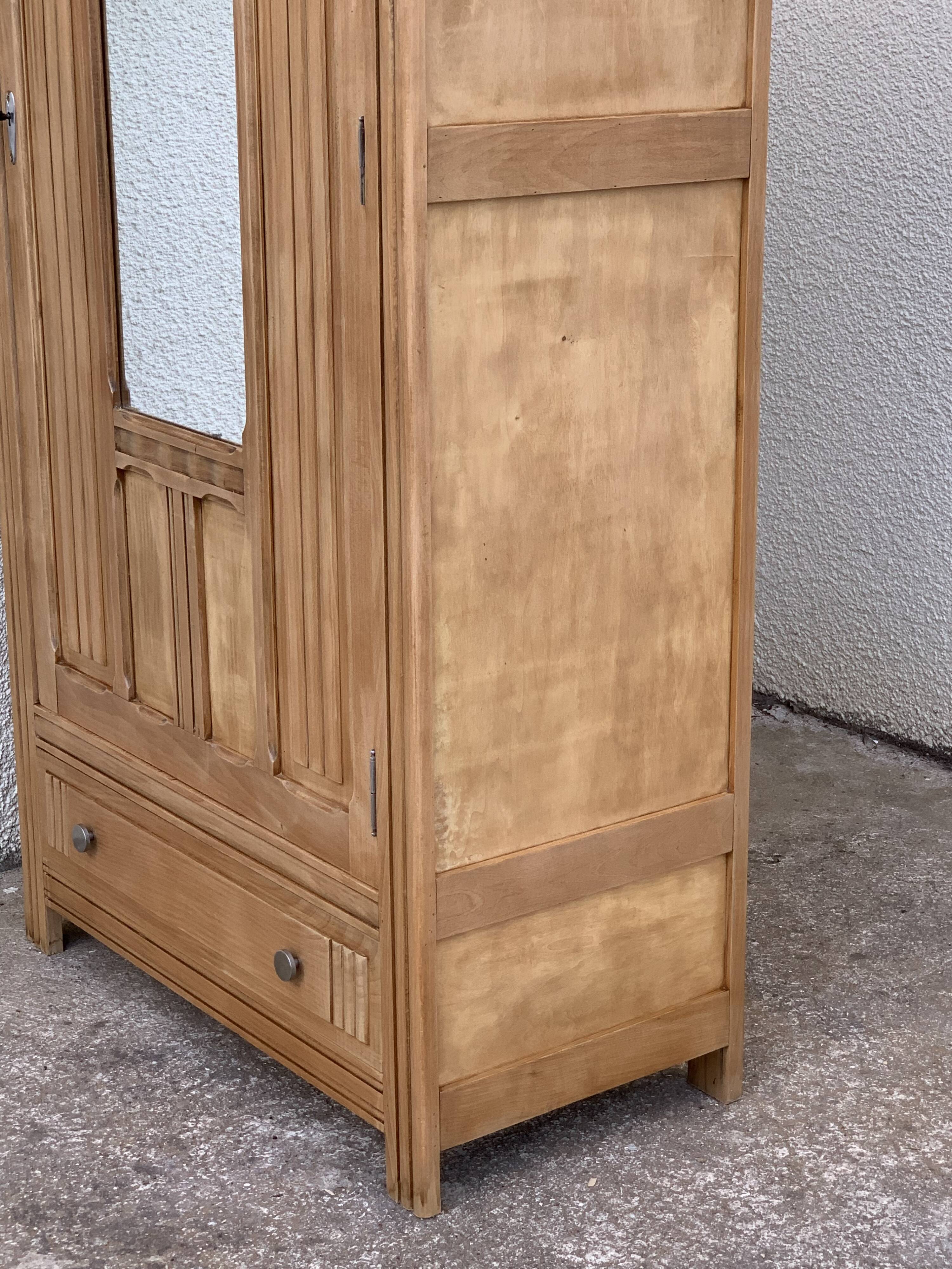 Parisian wardrobe art deco wood brut