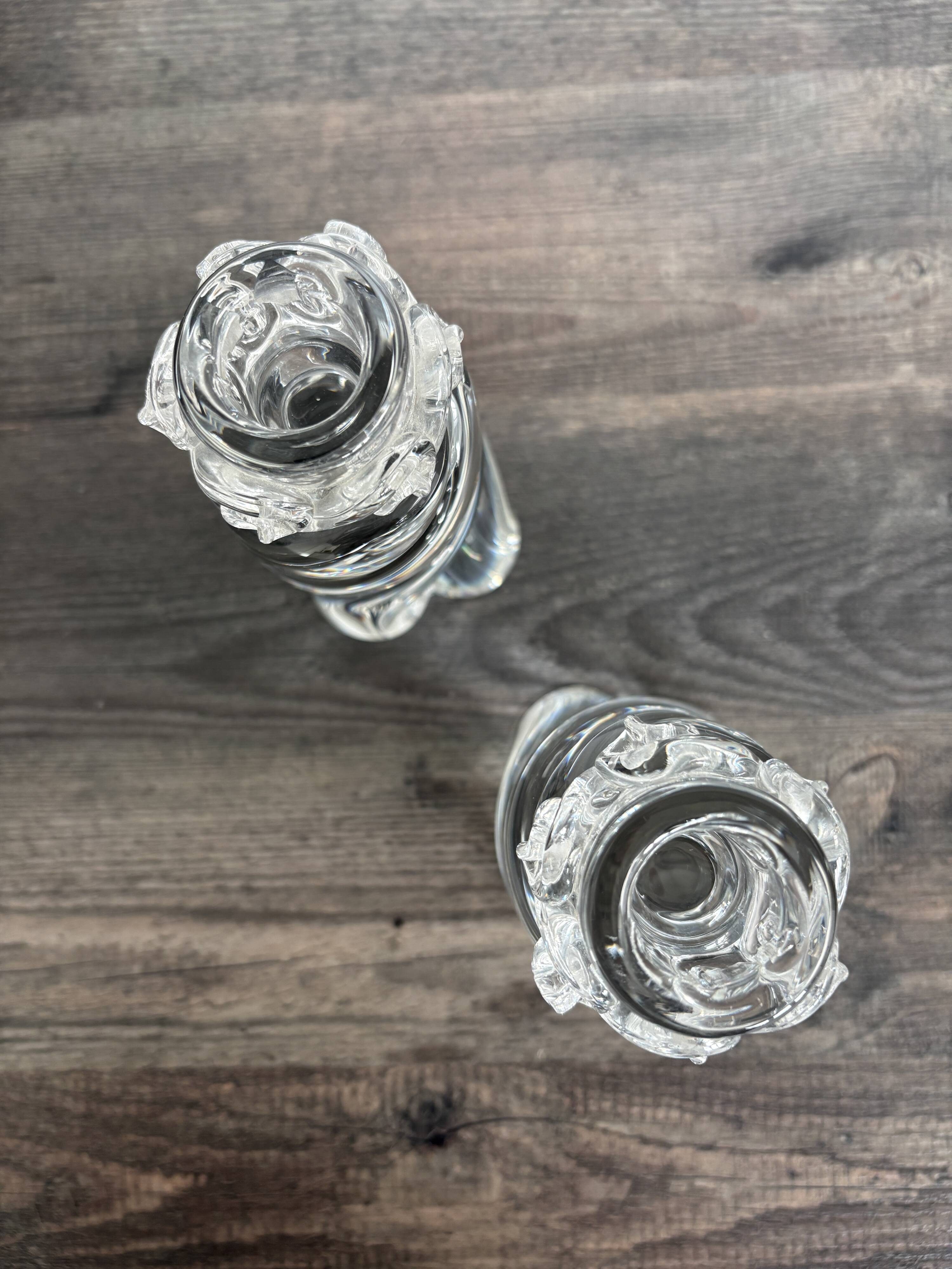 Pair of signed Baccarat Aladin candlesticks