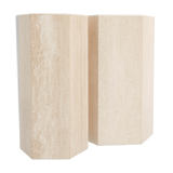 A set of 2 travertine pedestals.