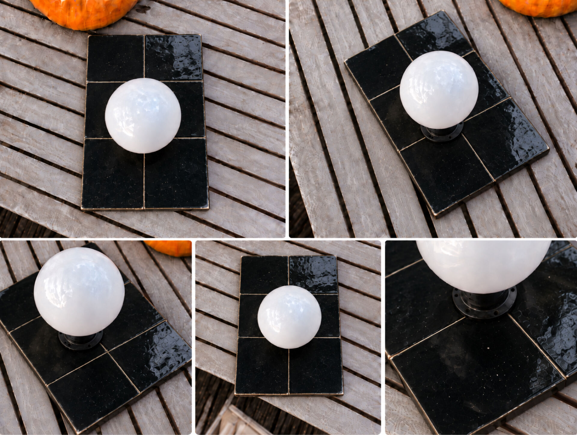 Black zellige wall light