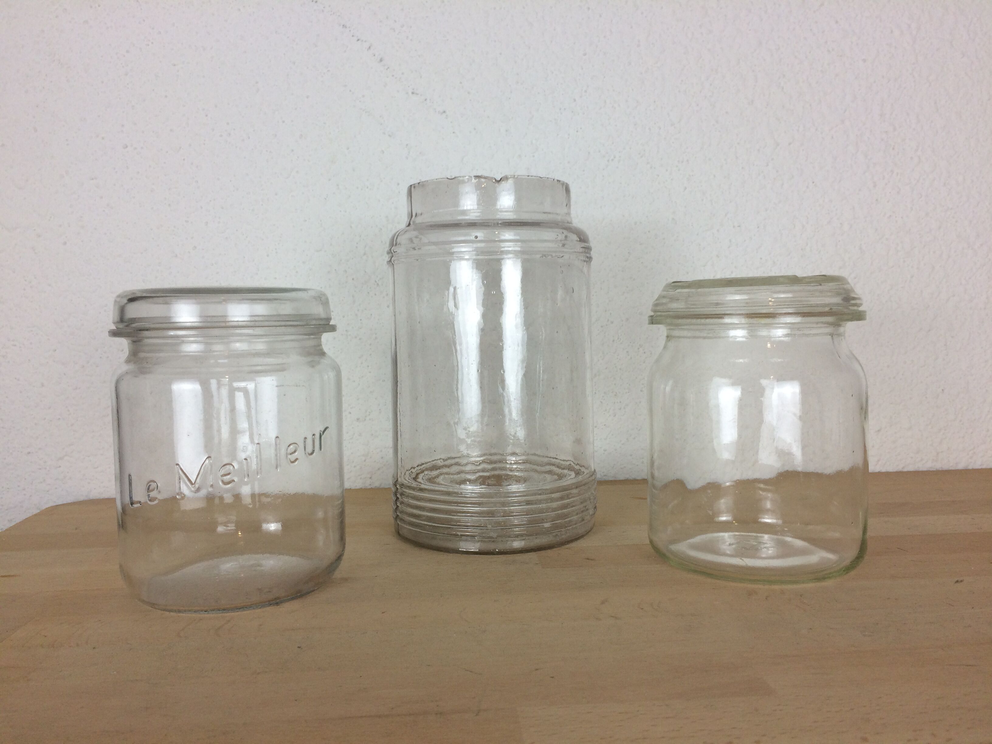 Set of 6 la Lorraine glass jars, green jar