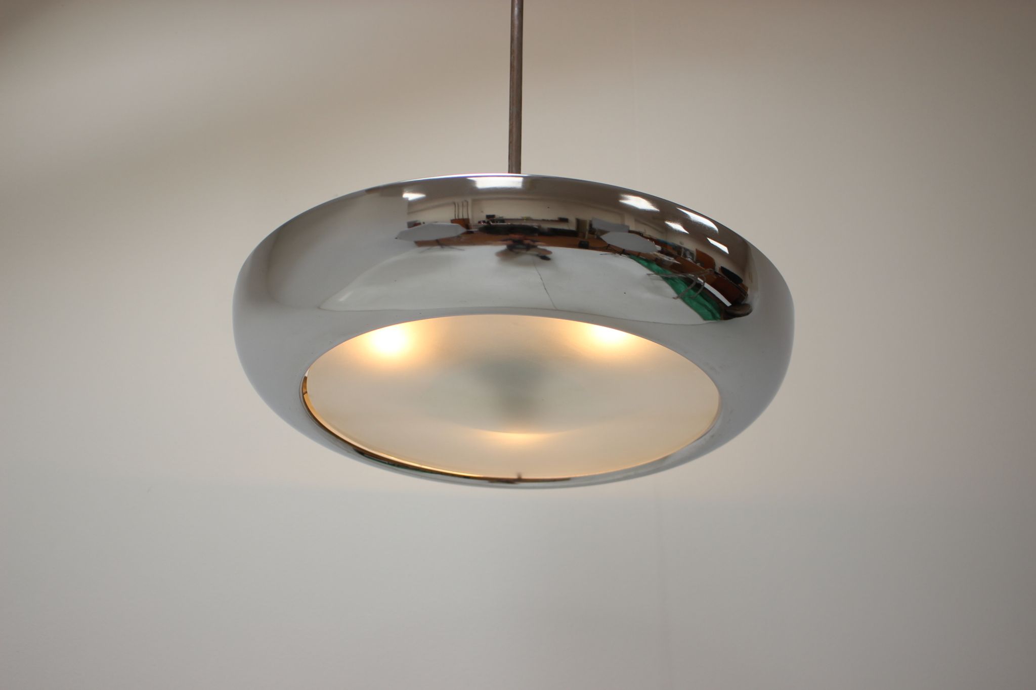 Ufo pendant lamp by josef hurka for napako 1940s