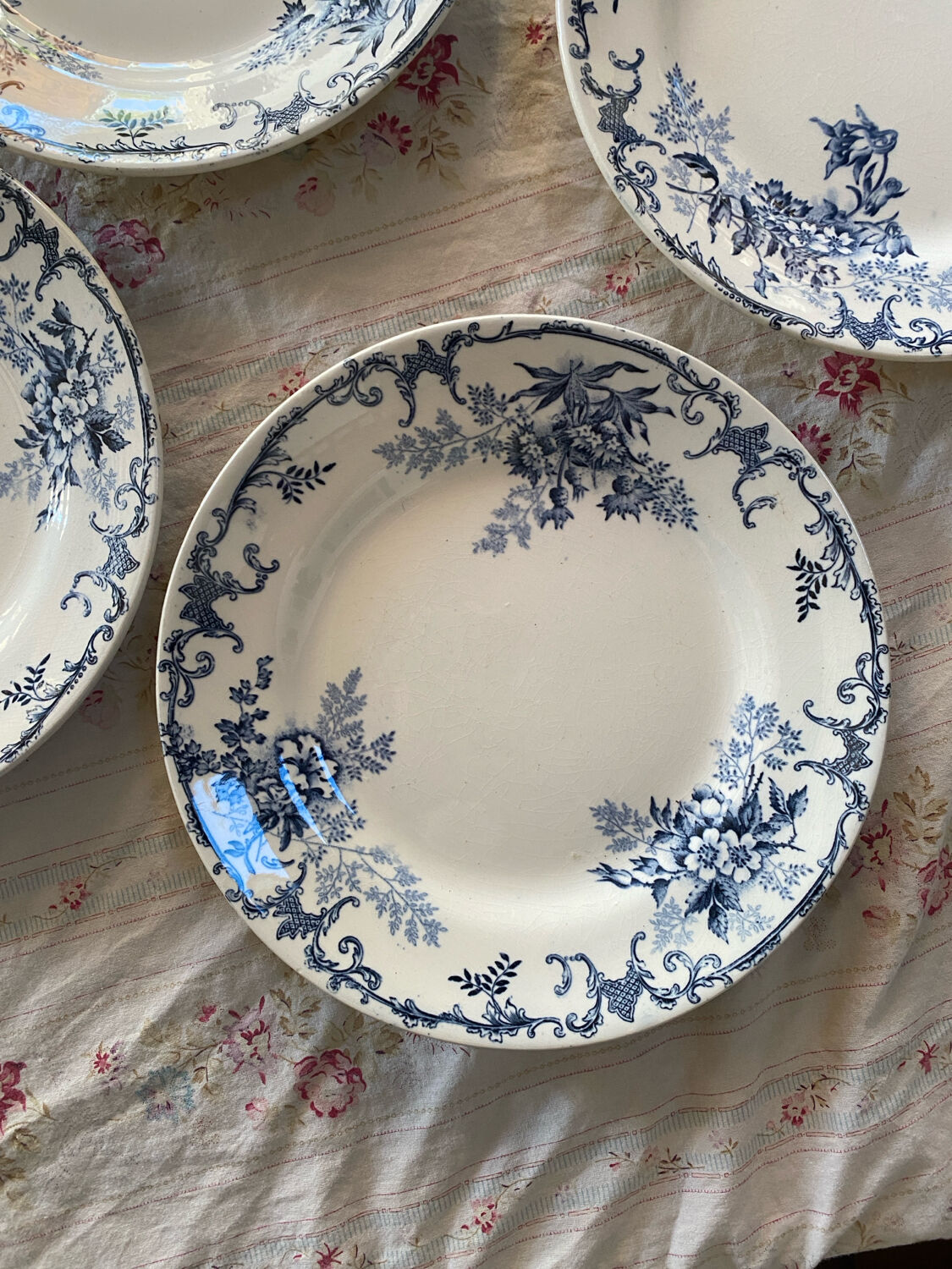 Set of 4 flat ironstone plates by Hippolyte Boulenger