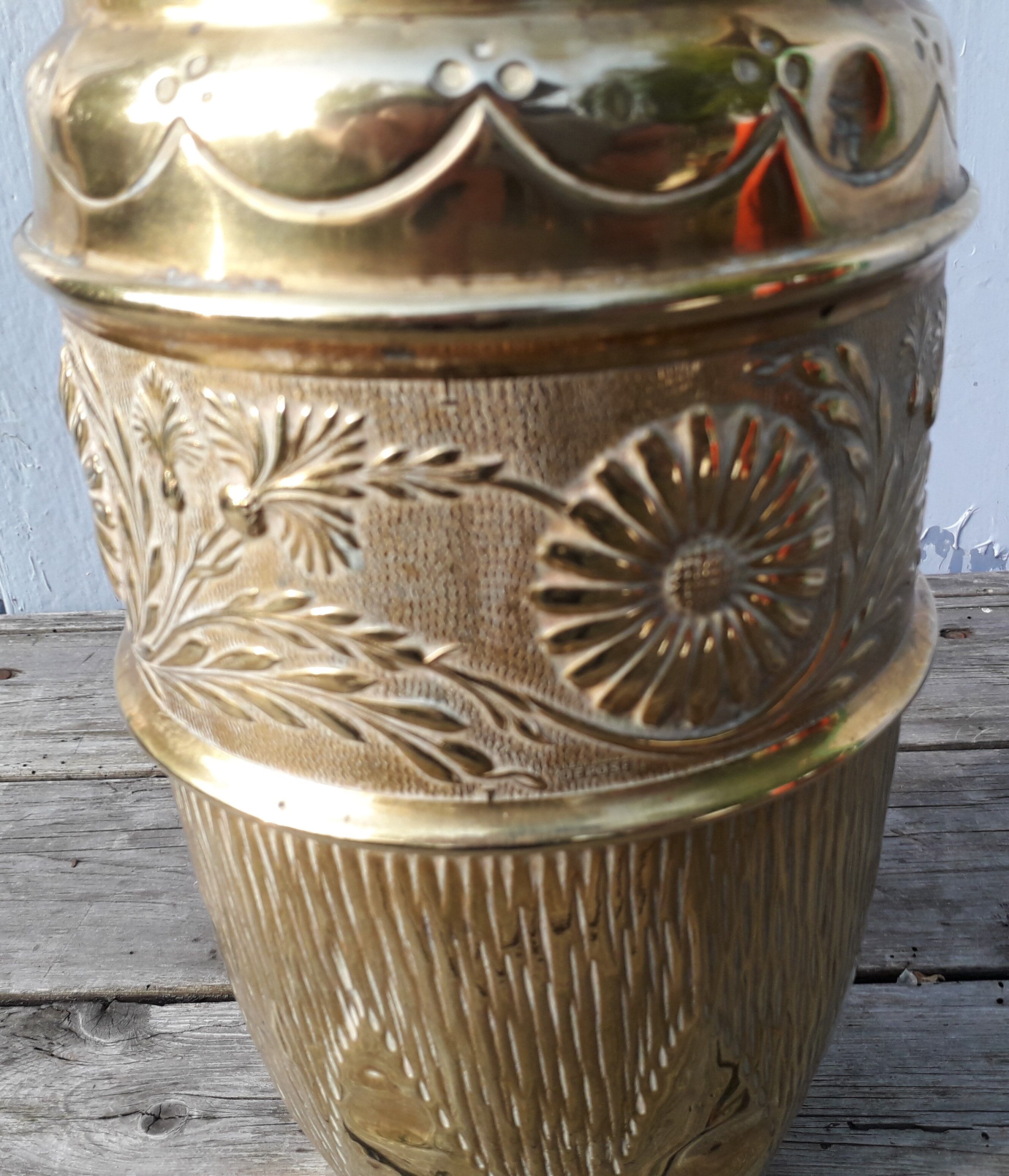 Art Nouveau brass vase