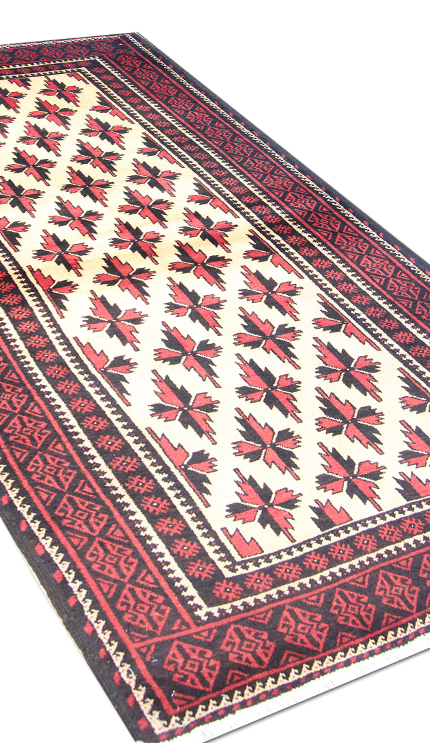 Tapis de salon en laine orientale tissée à la main - 109x211cm
