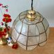 Suspension antique lampshade in blue mother-of-pearl and brass