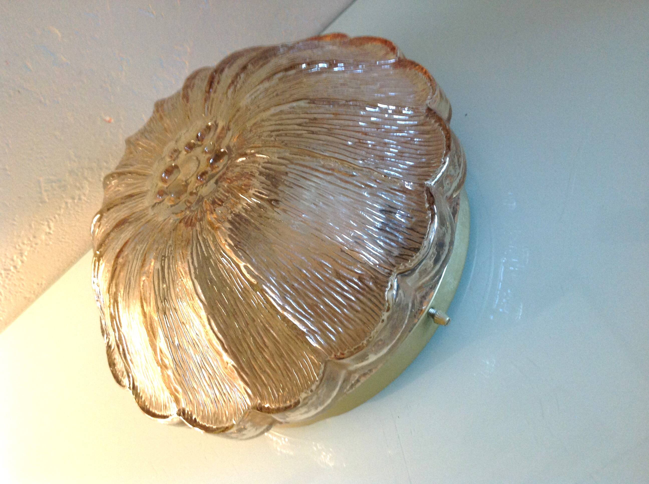 Amber glass ceiling rose by Limburg / vintage 1960s