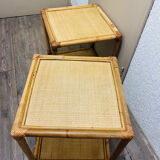 Set of two rattan bedside or side tables