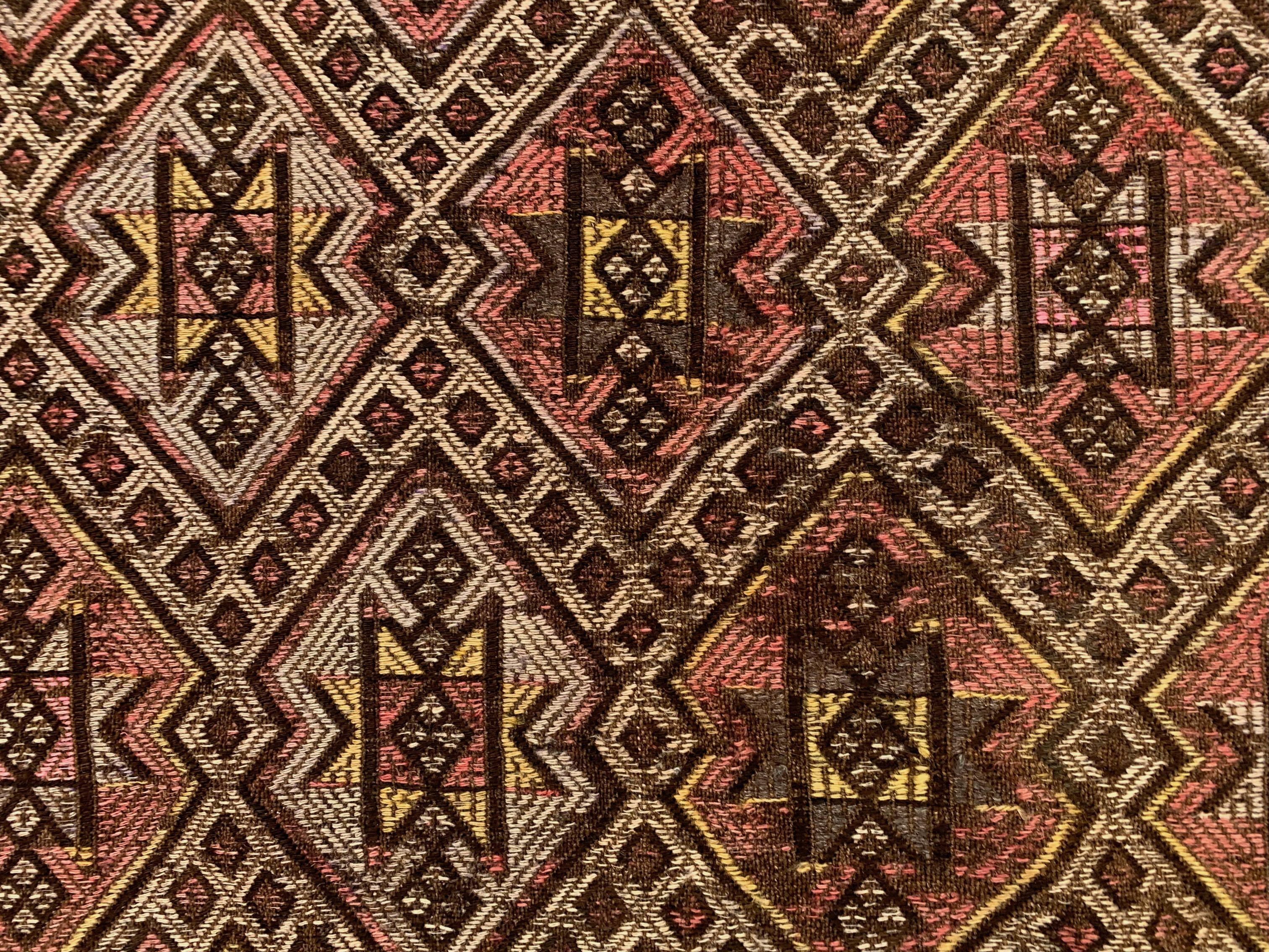 Large Vintage Turkish Kilim Rug 331x165 cm Wool Jajim Kelim