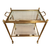 Rolling dessert trolley in gilded brass style Jansen