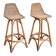 Paire de tabourets vintage en rotin & bambou 1950
