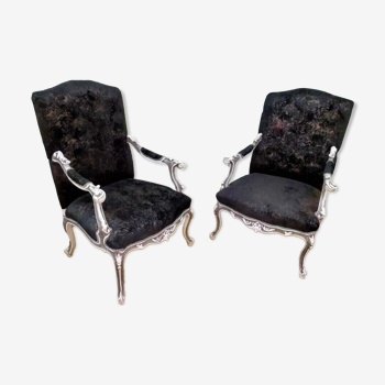 Black armchairs Louis XV style