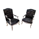 Black armchairs Louis XV style