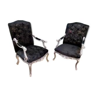 Black armchairs Louis XV style