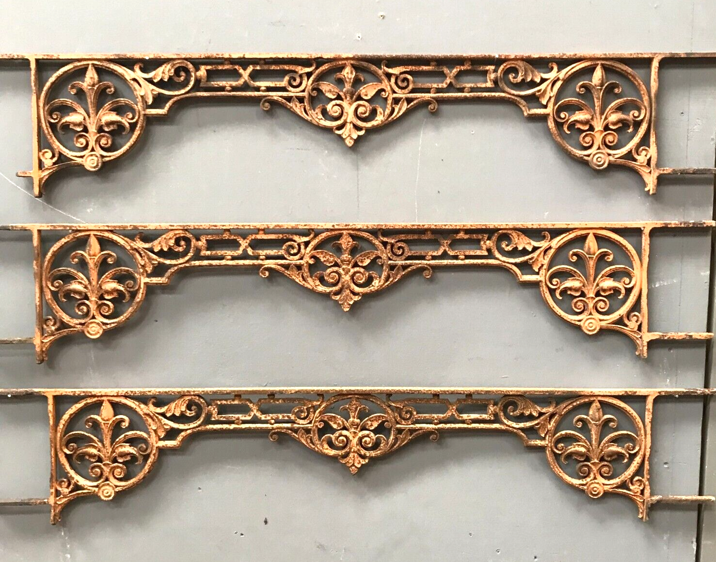 Suite of three cast iron window grille XX century