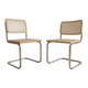 Paire de chaises Cesca, chaises de salle à manger en chrome et rotin Bauhaus par Marcel Breuer, moderne du milieu du siècle, 20e siècle