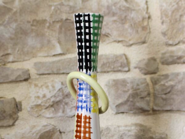 Grand vase bouteille en faience par la fabrique Coronetti pour J. Duval