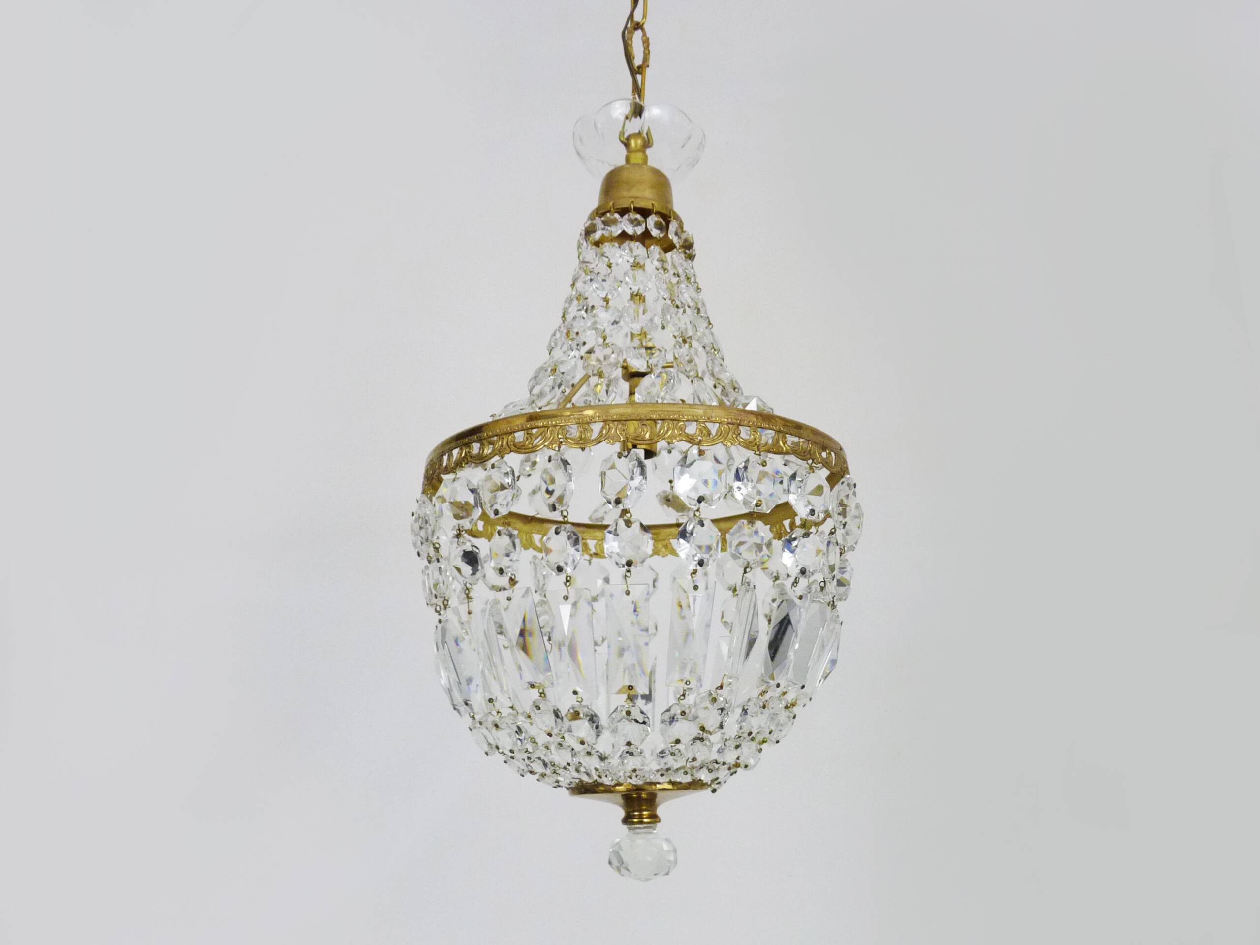 Antique hot air balloon chandelier with glass pendants. 1950s-1960s