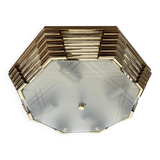 Midcentury brass/glass ceiling lamp/flush mount or wall lamp, 1960s