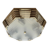 Lampe de plafond/lampe murale en laiton/verre de style mid-century, années 1960.