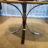 Round table roche bobois in marble chrome steel of the 70s