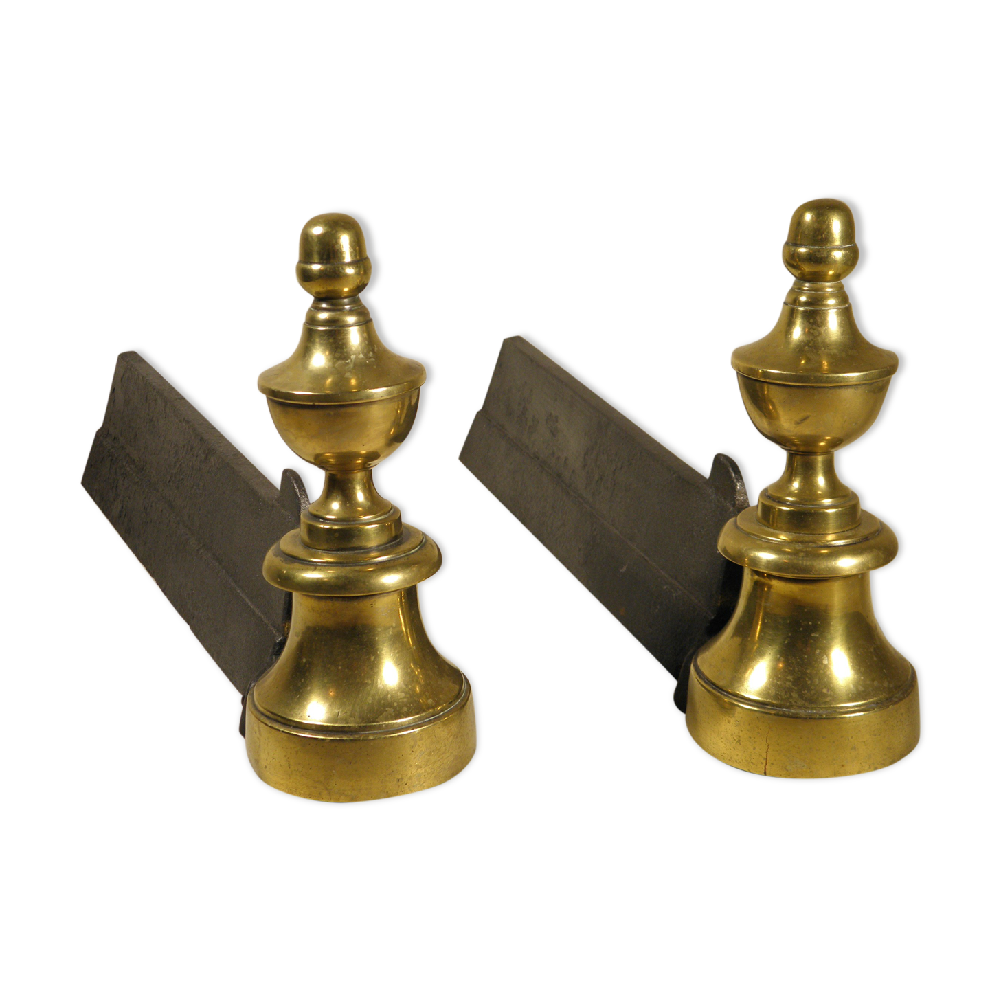 Pair of brass chenets