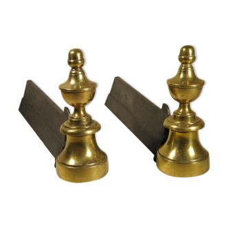 Pair of brass chenets