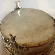 Antique silver-plated tripod box in the Louis XVI style.