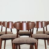 Scandinavian dining chairs in mocha brown, set of 6.