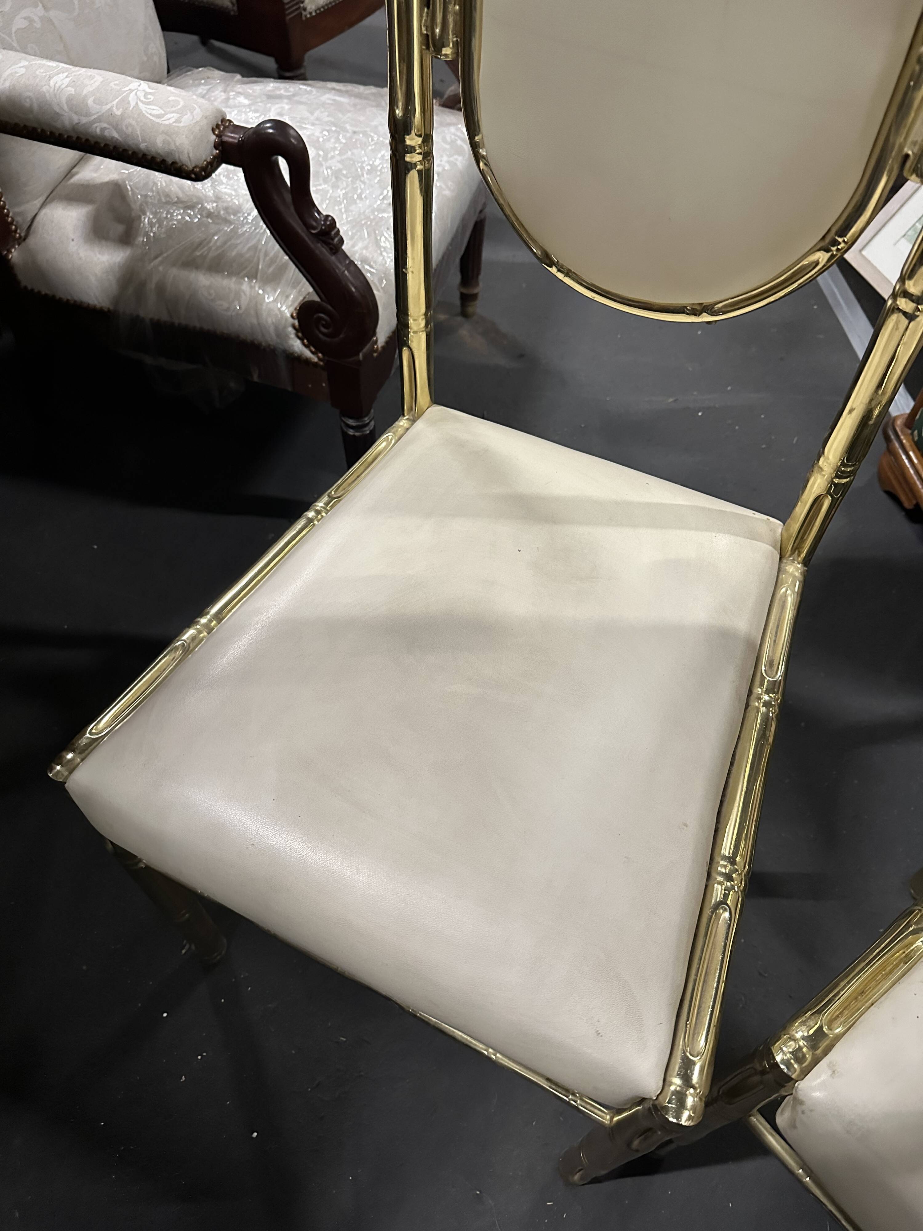 Set of 6 Bamboo chairs in brass 1980