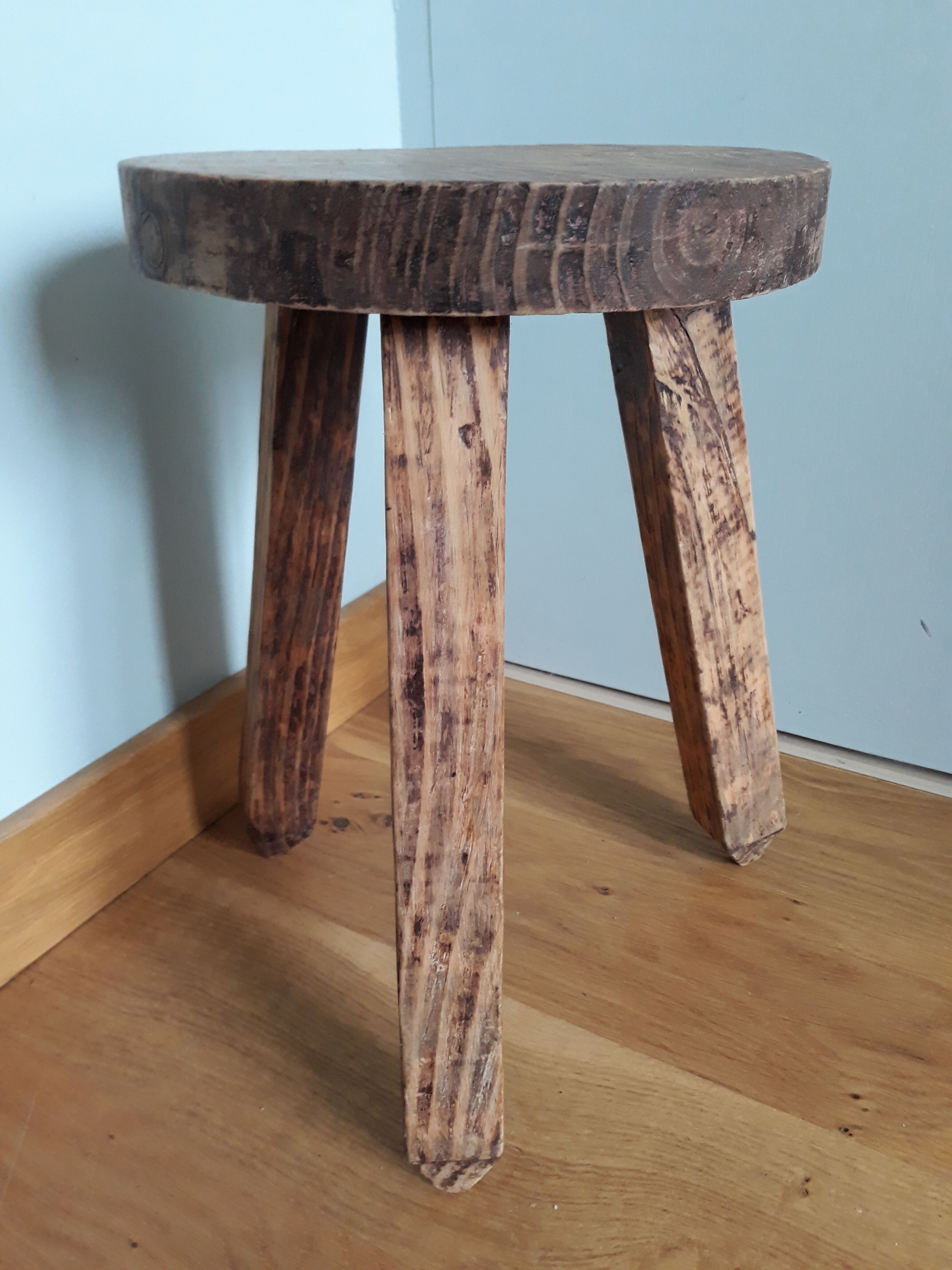 Brutalist tripod stool wabi sabi