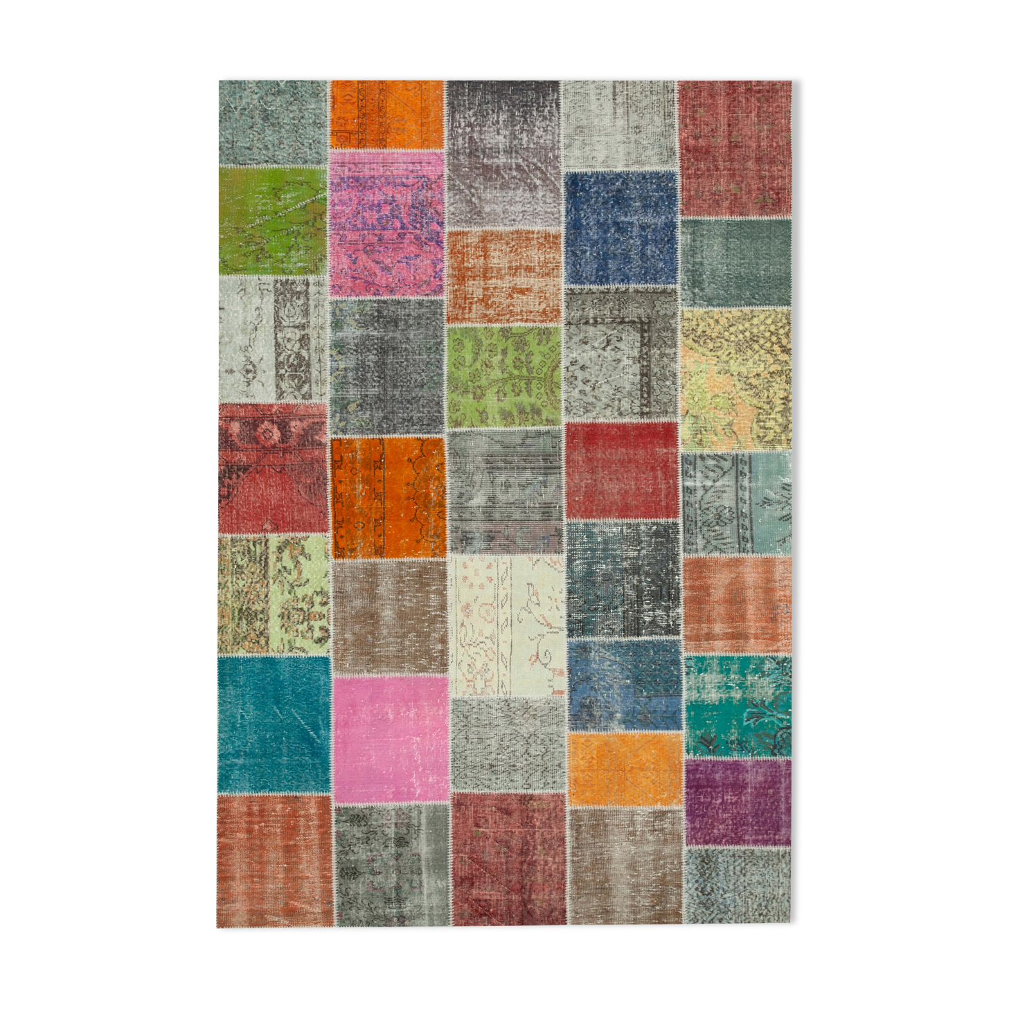 Handmade Oriental Contemporary 205 cm x 300 cm Multicolor Patchwork Carpet