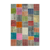 Tapis patchwork oriental contemporain 205 cm x 300 cm multicolore patchwork fait à la main