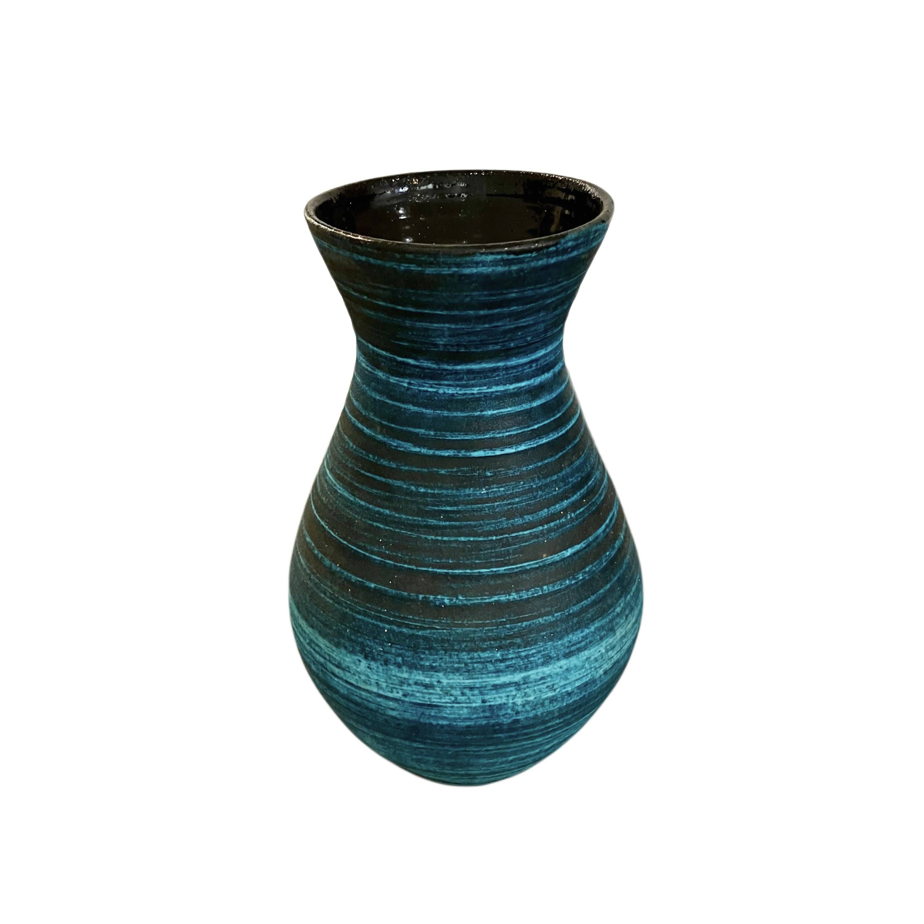 Accolay, blue ceramic vase, "gauloise" collection, 1960s