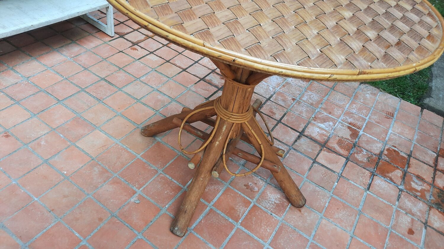 Vintage rattan round table