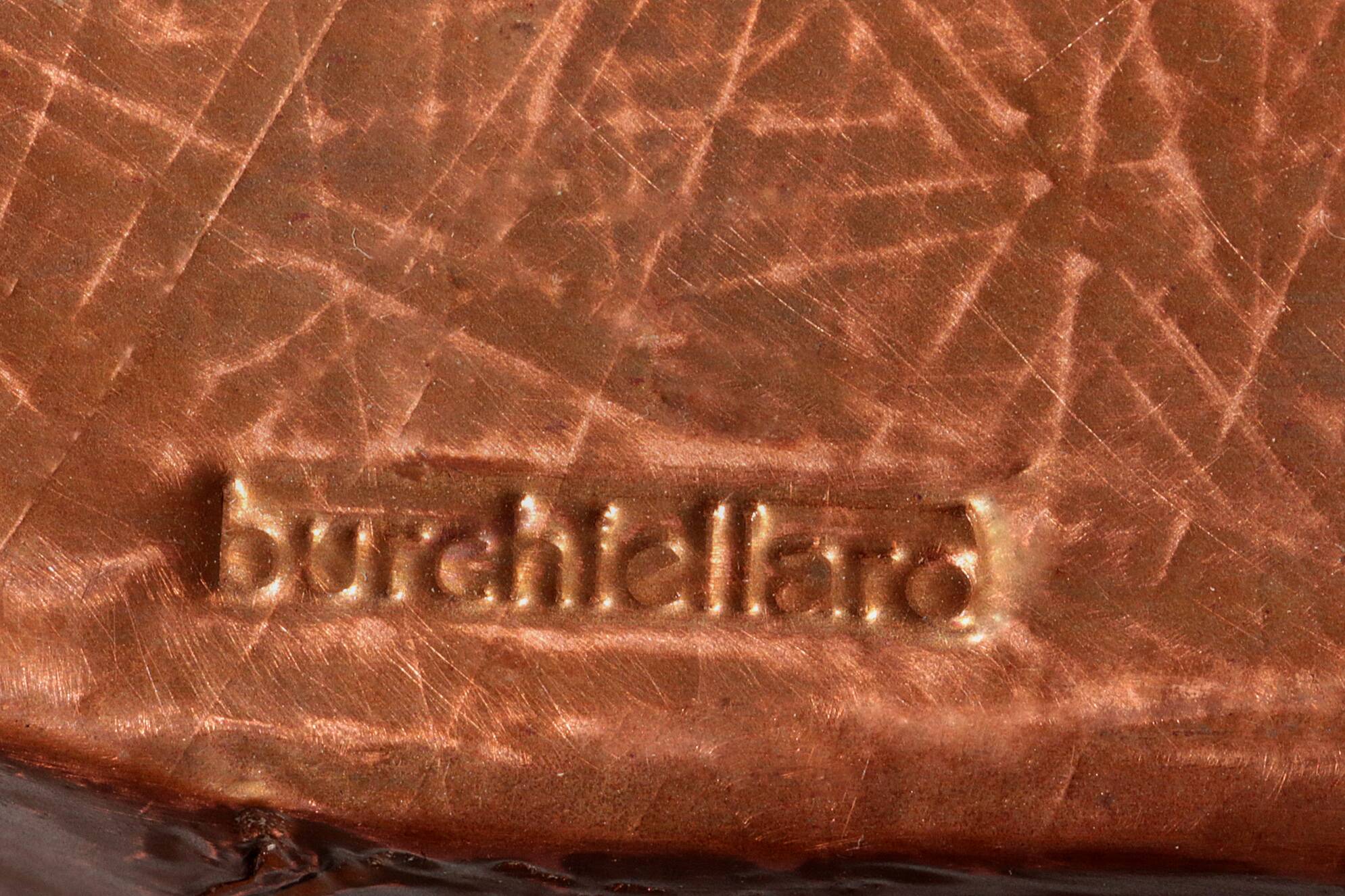 Lorenzo Burchiellaro, side table, copper and stained beechwood, Italy, 1960s.