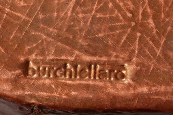 Console en cuivre et hêtre teinté Lorenzo Burchiellaro, Italie, années 1960