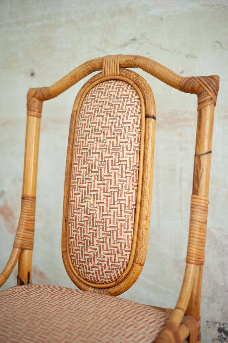 Vintage Italian bamboo chairs, 1980s, set of 8.