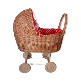 Wicker doll stroller