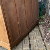 Parisian art deco wardrobe in solid raw oak, removable