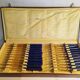 Antique cake service in metal and blue bakelite
