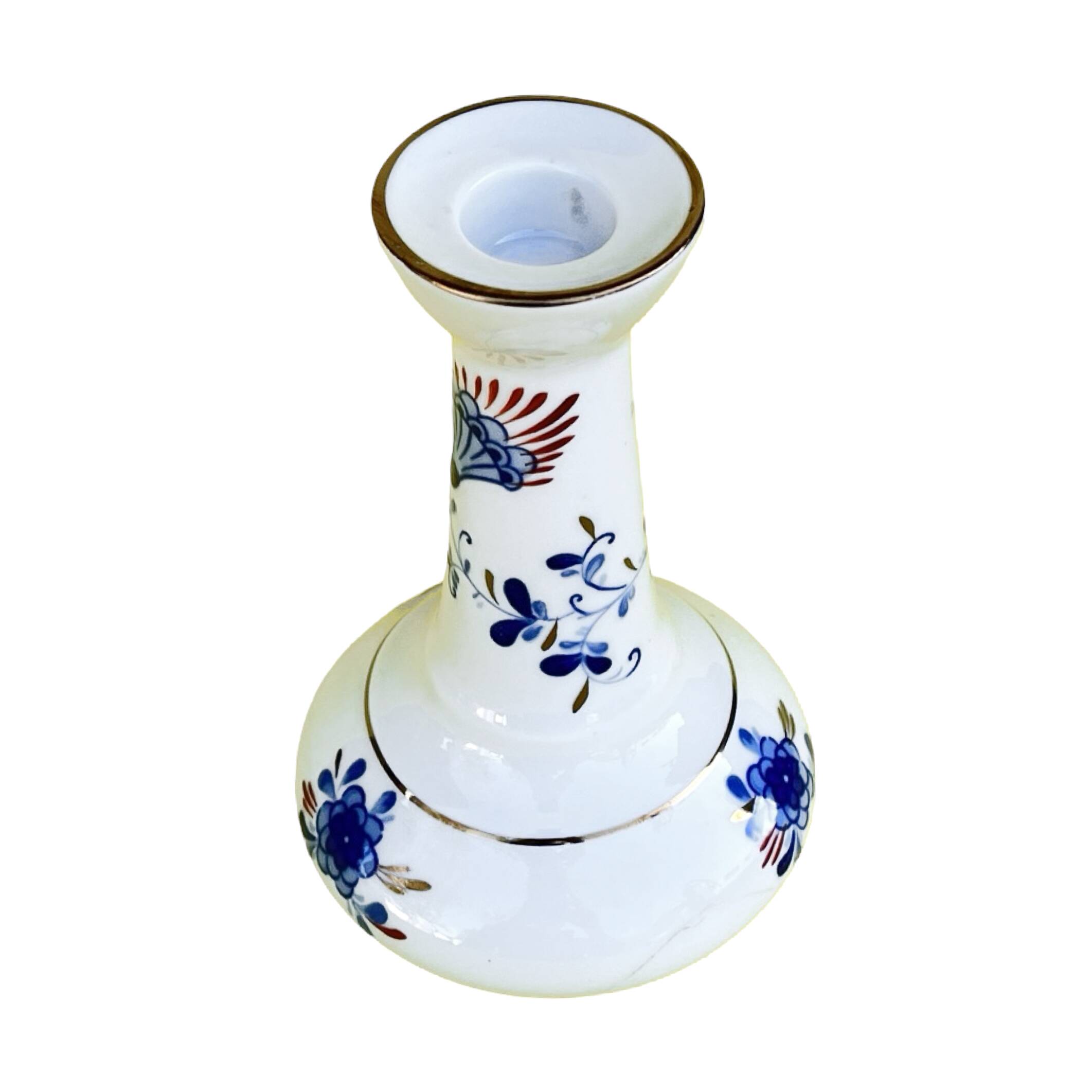 Porcelain cobalt candle holder Wallendorf 1762, Germany 1970s.