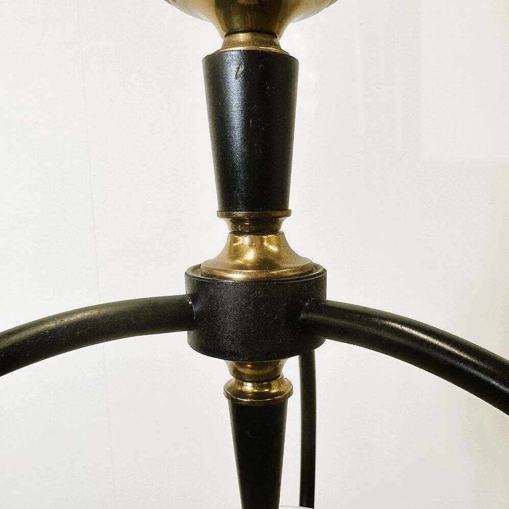 Mid-century metal and opaline pendant light, 1950s