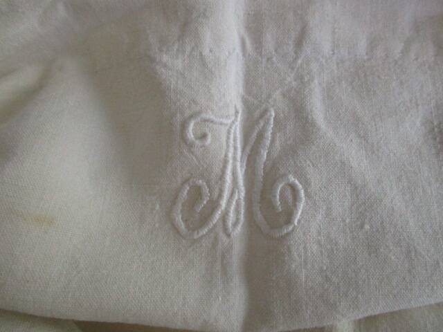 Antique cotton sheet: 310x200cm - monogrammed