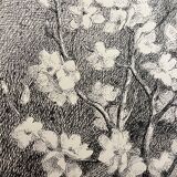 Almond branches in bloom in a glass of water