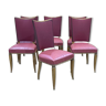Suite de 6 chaises en hêtre et skaï